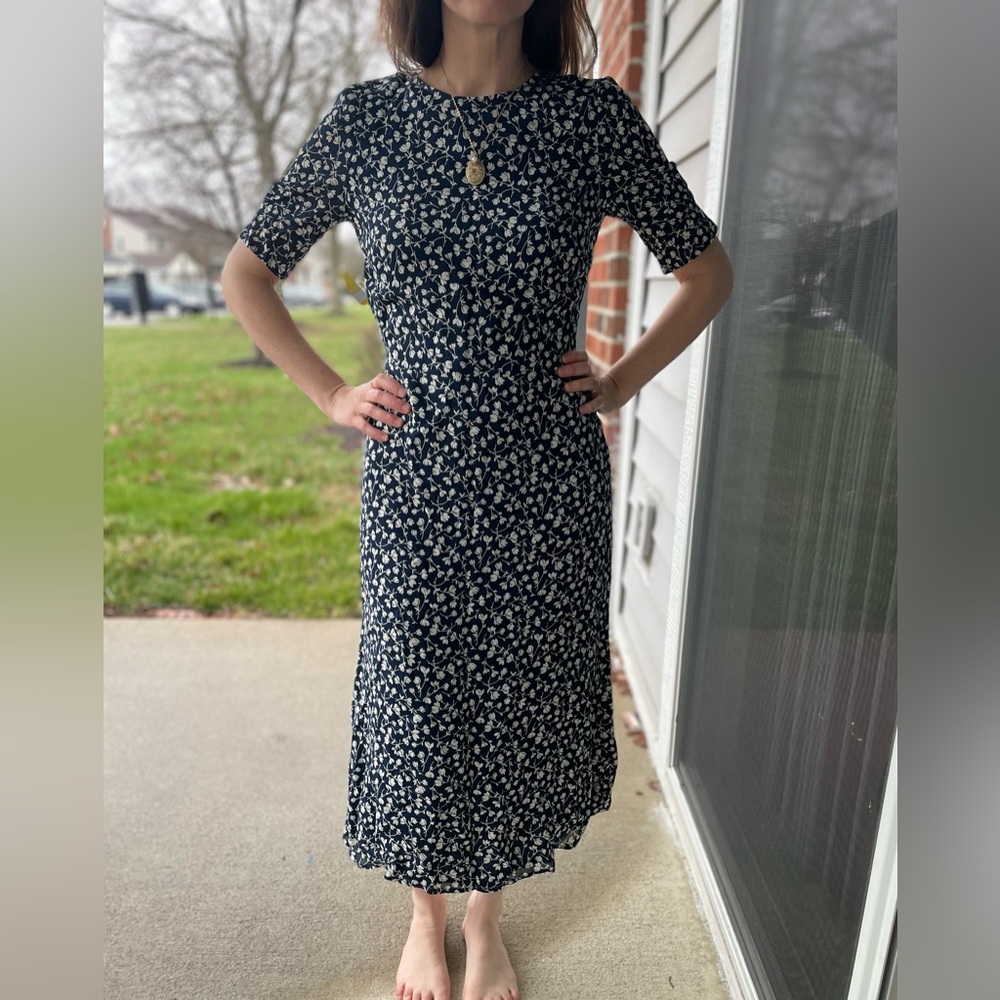 Reformation Blue Floral Midi Dress S (6)